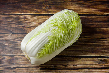 fresh chinese cabbage on wood background