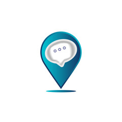 Pin Logo Template Design Elements chat concept