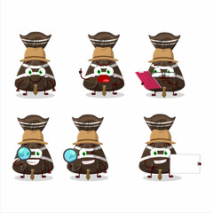 Detective chocolate candy wrappers cute cartoon character holding magnifying glass