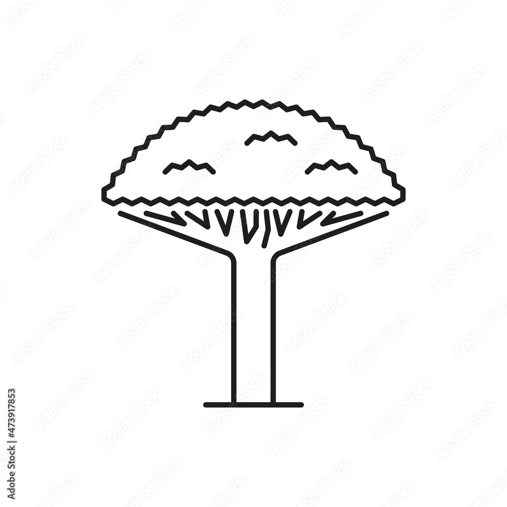 Aufkleber exotic tree isolated linear icon. vector environment protection and save earth object, care of natur