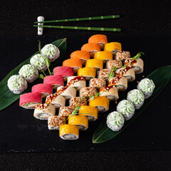 sushi on the black stone