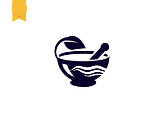 Obraz premium medical emergency logo. mortar and pestle chicago. beauty clinic Vector illustration. sign and Symbol. EPS10. SVG 