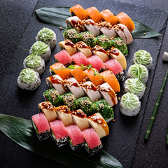 sushi on the black stone