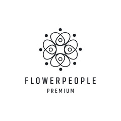 Flower People Logo design with Line Art On White Backround