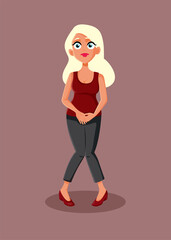 Woman Dealing with Frequent Urination Problem Vector Cartoon