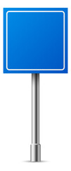 Blue square road sign. Realistic blank street board. Service symbol