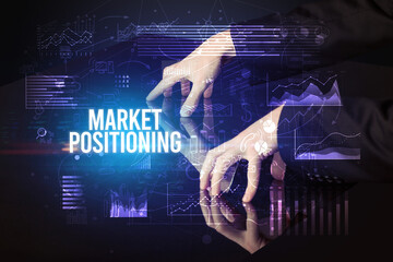 Businessman touching huge screen concept