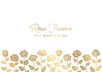 Rose Illustrations Card Design, Gold Flowers on White Background