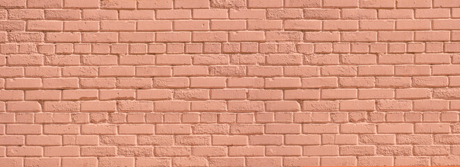 Fototapety  Texture of coral paint brickwall panoramic backdrop