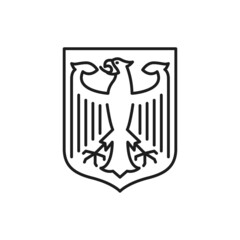 German eagle banner flag of Deutschland isolated outline icon. Vector symbol of Germany, Reichsadler imperial heraldic eagle, used by Holy Roman Emperors and in modern coats of arms of Germany