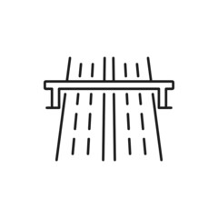 Car travel road trip isolated outline icon. Vector autobahn German, Austrian, or Swiss expressway, motorway or highway, expressway or autostrada, thin line speedway, route symbol, auto pathway
