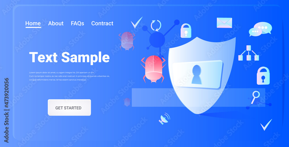Poster computer app protection shield data privacy security concept horizontal