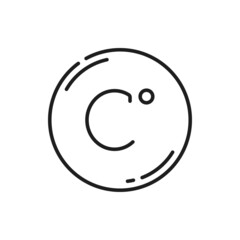 Meteorology symbol isolated celsius sign on fridge outline icon. Vector mark on refrigerator, temperature and climate sign. Meteorology symbol for travel, tourism and weather web site and apps design