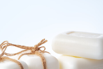 White soap bars isolated on white background