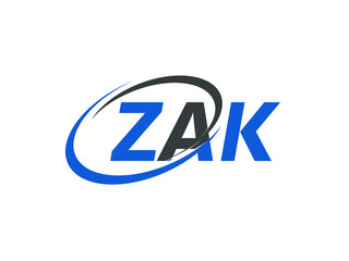 ZAK letter creative modern elegant swoosh logo design