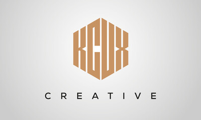 letters KCUX creative polygon hexagon logo victor template