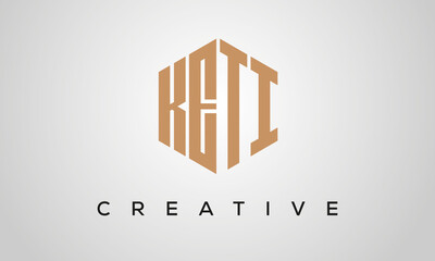 letters KETI creative polygon hexagon logo victor template