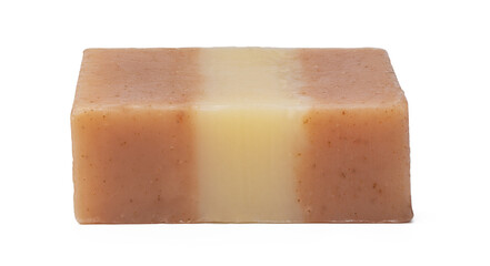 Single soap bar isolated on white background