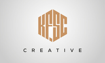 letters KFSC creative polygon hexagon logo victor template