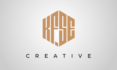 letters KFSE creative polygon hexagon logo victor template
