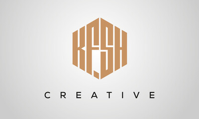 letters KFSH creative polygon hexagon logo victor template