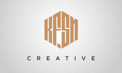 letters KFSM creative polygon hexagon logo victor template