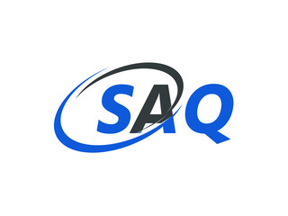 SAQ letter creative modern elegant swoosh logo design