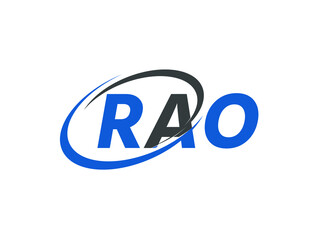 RAO letter creative modern elegant swoosh logo design