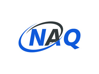 NAQ letter creative modern elegant swoosh logo design