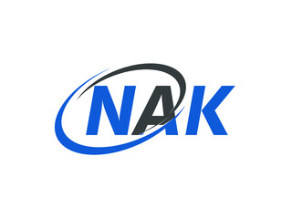 NAK letter creative modern elegant swoosh logo design