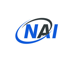 NAI letter creative modern elegant swoosh logo design