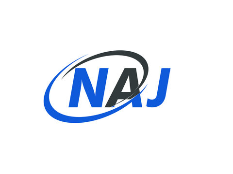 NAJ letter creative modern elegant swoosh logo design