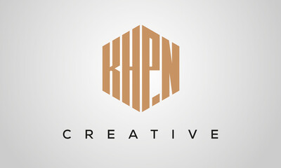 letters KHPN creative polygon hexagon logo victor template
