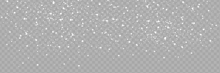 Realistic falling snowflakes. Isolated on transparent background. Vector illustration