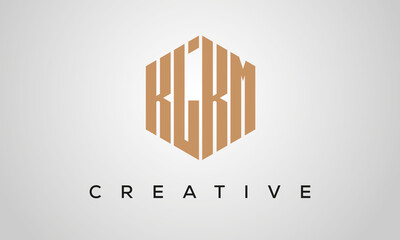 letters KLKM creative polygon hexagon logo victor template