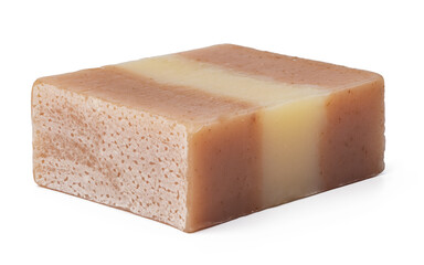 Single soap bar isolated on white background