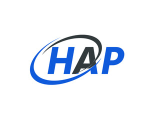 HAP letter creative modern elegant swoosh logo design