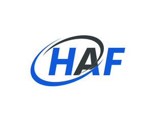HAF letter creative modern elegant swoosh logo design