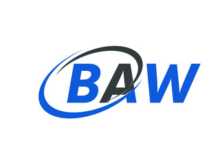 BAW letter creative modern elegant swoosh logo design