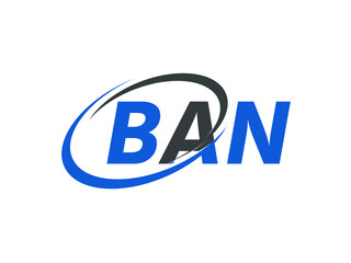 BAN letter creative modern elegant swoosh logo design