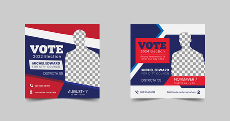 Political election & vote social media post square flyer template
