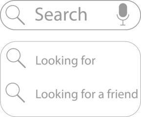 Search bar vector template neumorphism design on white background. Search here field mockup. Browse web element. Button isolated symbol illustration. Ui view.