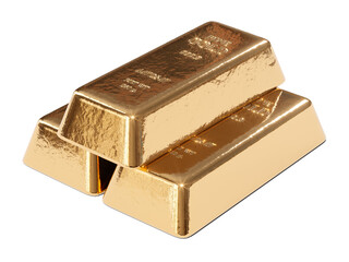 Golden ingots isolated on white background 3D