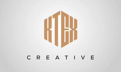 letters KTEX creative polygon hexagon logo victor template