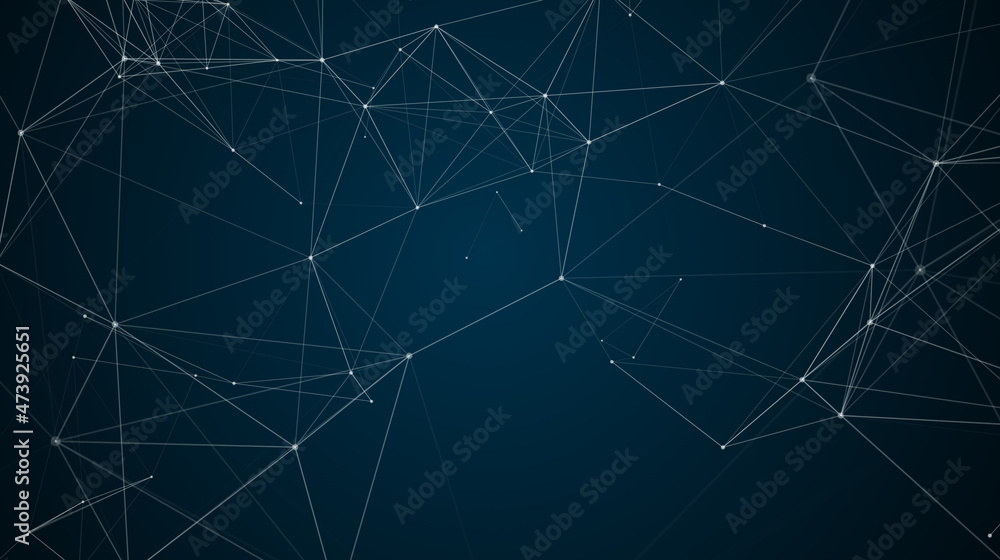 Poster digital plexus of lines and dots background. connected polygons plexus abstract background. 3d illus