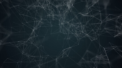 Digital plexus of lines and dots background. Connected polygons plexus abstract background. 3d illustration