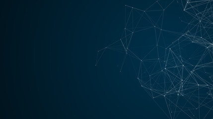 Digital plexus of lines and dots background. Connected polygons plexus abstract background. 3d illustration