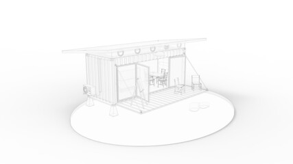 Fototapeta premium 3D rendering of a tiny house small sustainable housing. Small housing environmment friendly.