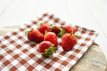 fresh strawberry summer fruit vitamins dessert checkered tablecloth