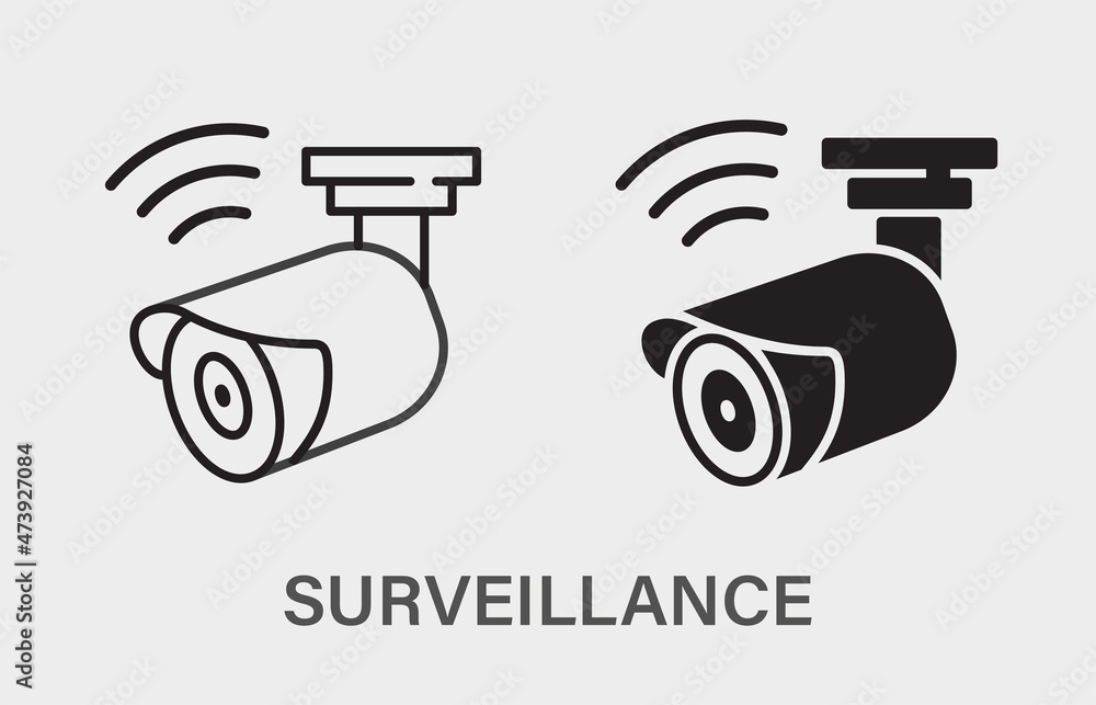Poster security camera vector icon. black illustration isolated on white background for graphic and web des
